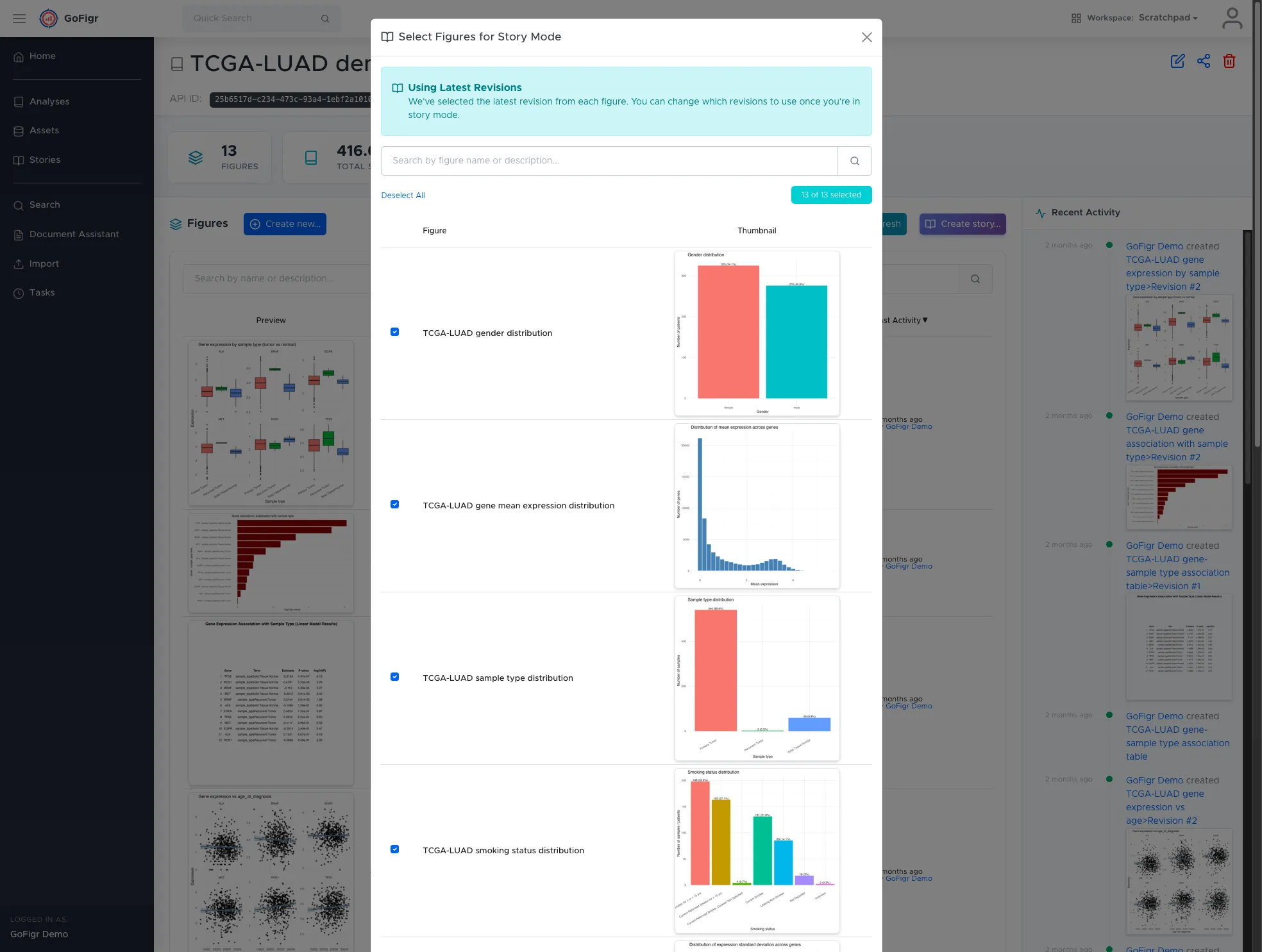 Figure selection modal