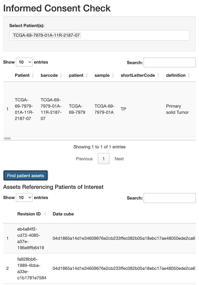 GoFigr audit view tracing figures referencing a specific patient ID