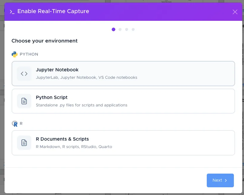 Choose your environment - Jupyter Notebook, Python Script, or R Documents &amp; Scripts