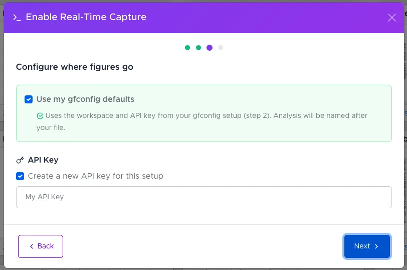 Configure where figures go - use gfconfig defaults or create a new API key
