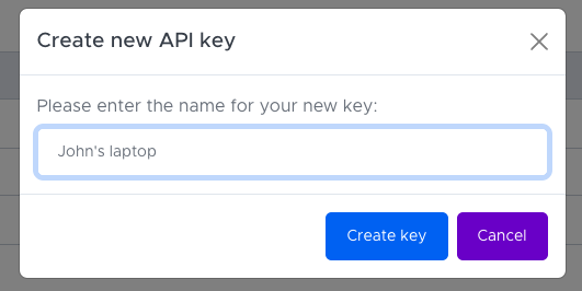 Naming a new API key